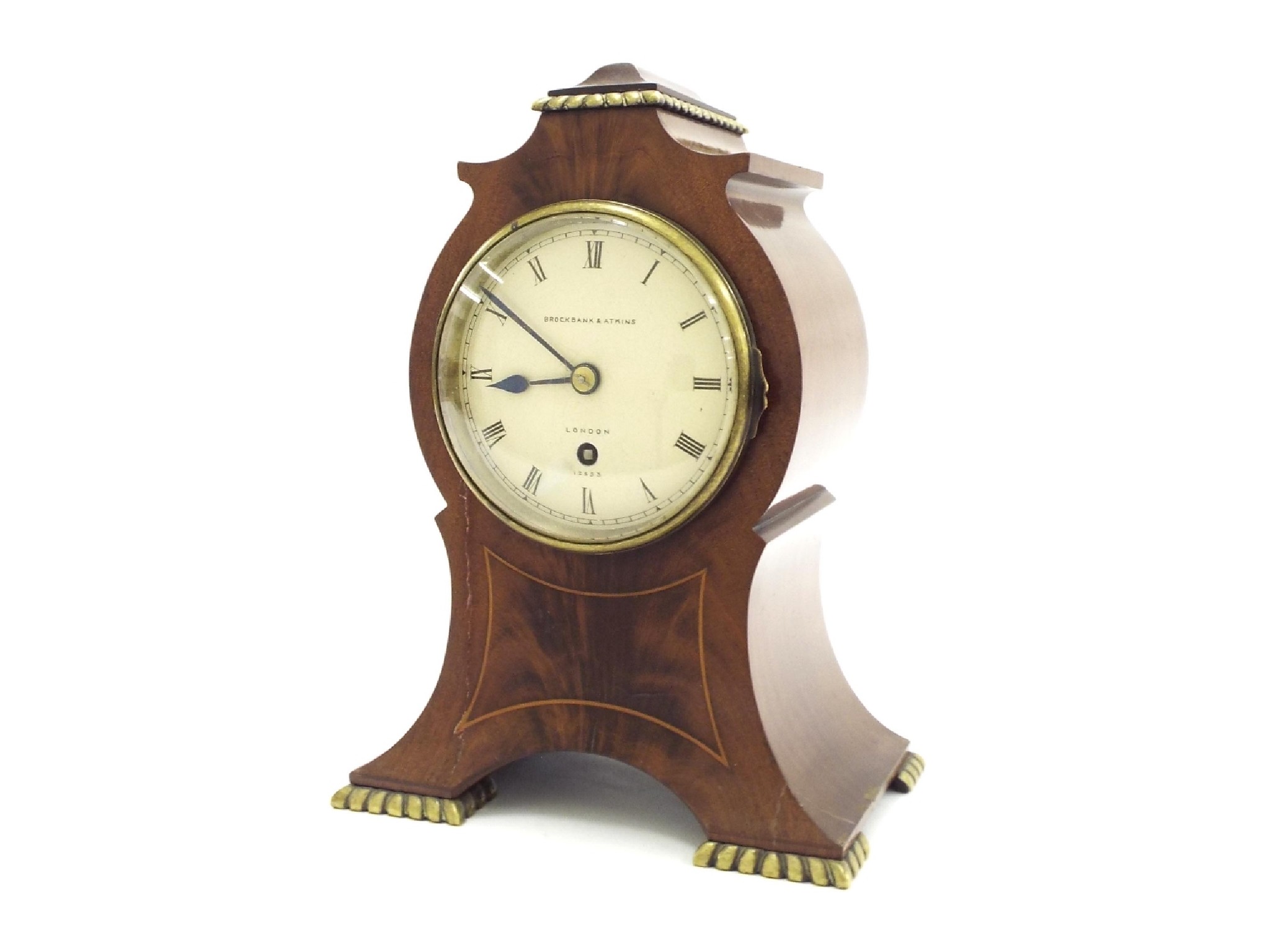 Appraisal: Good English mahogany single fusee mantel clock signed Brockbank Atkins