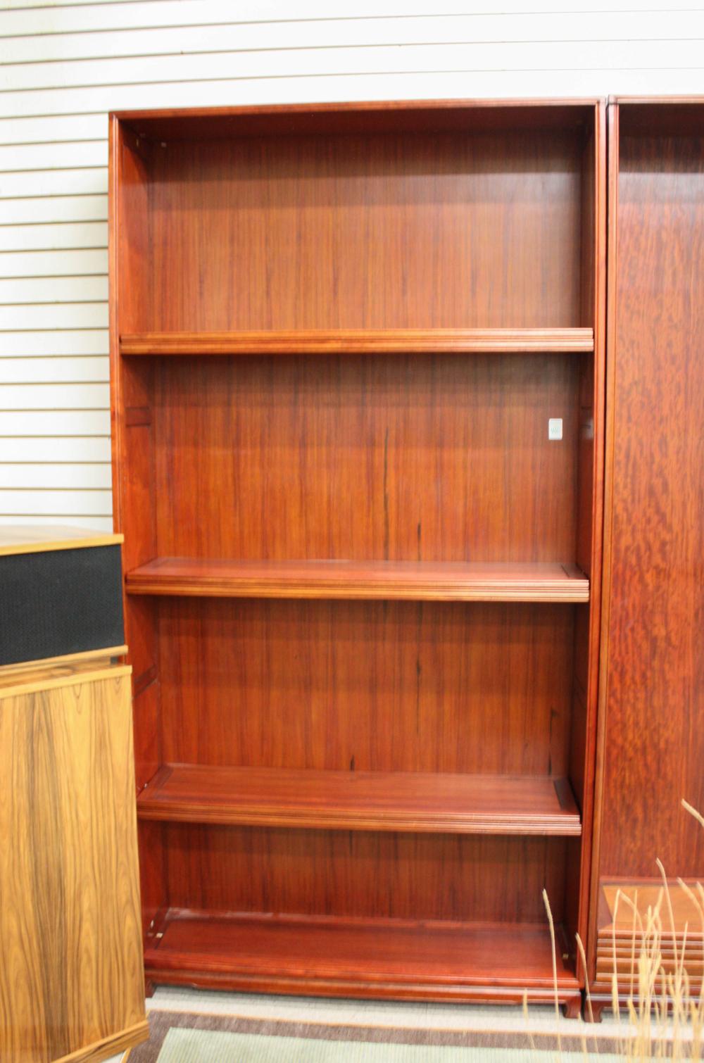 Appraisal: TALL CHINESE OPEN-SHELF TEAK BOOKCASE six adjustable shelves H x