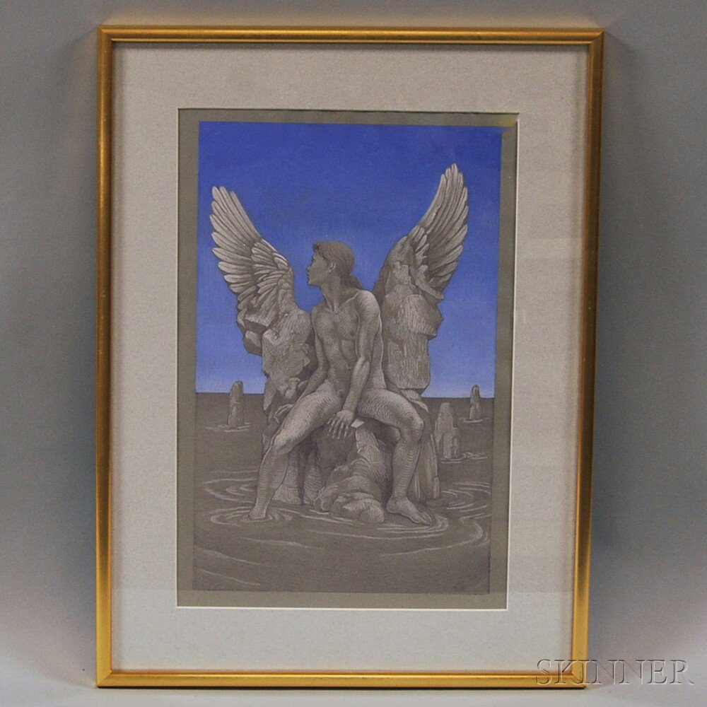 Appraisal: Michael Bergt American b Untitled Figure with Wings Signed MBergt