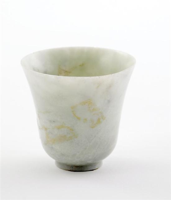 Appraisal: Chinese jade cup th th century flared form in pale