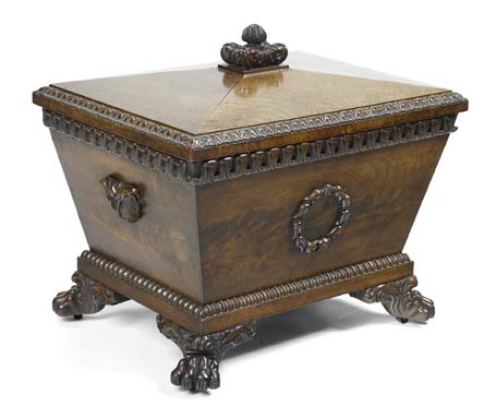 Appraisal: A George IV mahogany cellarette circa of sarcophagus form the