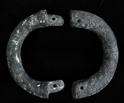 Appraisal: MASSIVE TWO-PART BRONZE LURISTAN BRACELET in Provenance Property from the