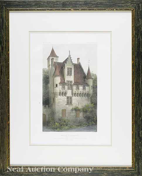 Appraisal: A Group of Five Hand-Colored Lithographs of French Chateaux by