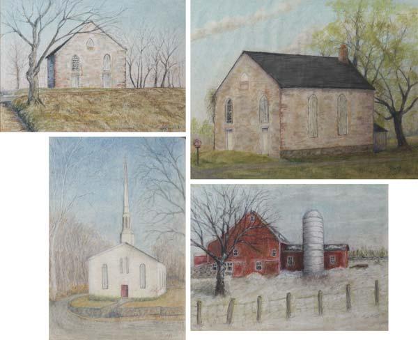 Appraisal: ARTWORK Four pencil and pastel drawings by Tonee Howeth Largest