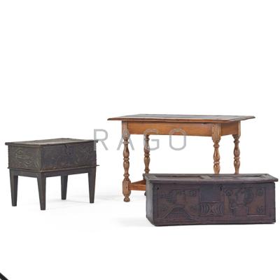 Appraisal: EARLY ENGLISH FURNITURE Bible box and blanket chest in oak