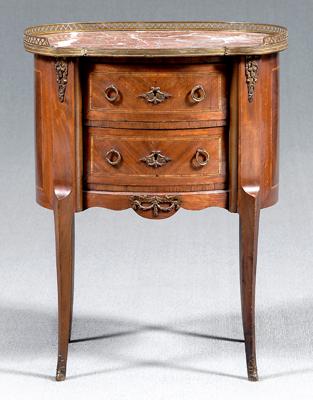 Appraisal: Louis XV style marble top commode kidney shaped with variegated