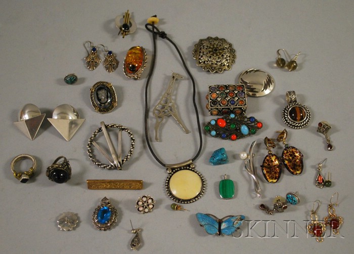 Appraisal: Group of Silver and Sterling Silver Jewelry including several sterling