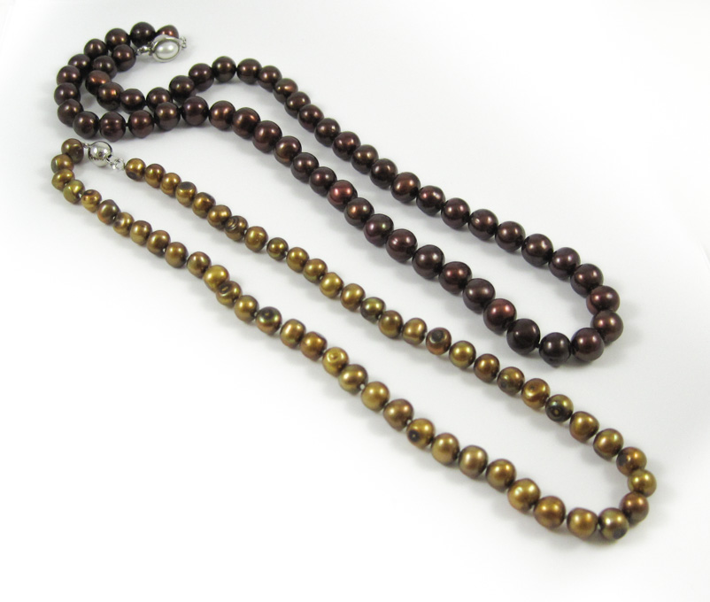 Appraisal: TWO BROWN PEARL NECKLACES including a - in necklace strung