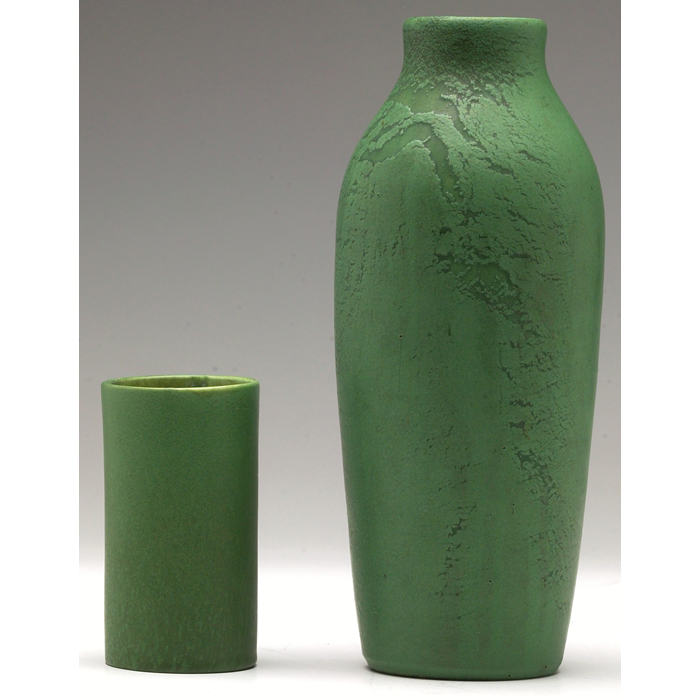 Appraisal: Hampshire vase cylindrical form under a green matt glaze marked