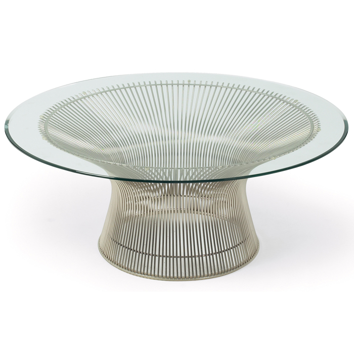 Appraisal: Warren Platner coffee table by Knoll nickel-plated wire base and