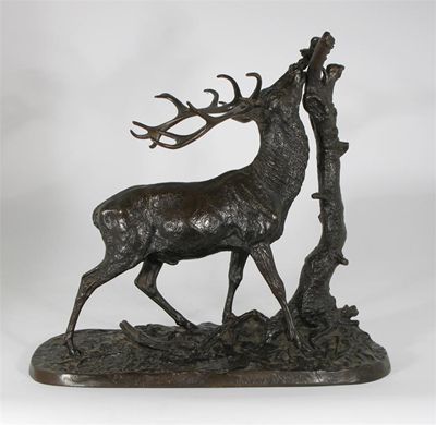 Appraisal: Pierre-Jules M ne French - Cerf Broutant The browsing stag