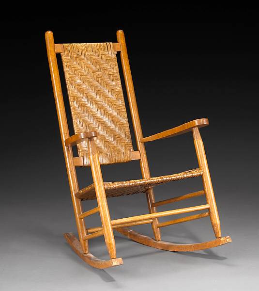 Appraisal: REAGAN RONALD Rocking chair th century American Shaker style of