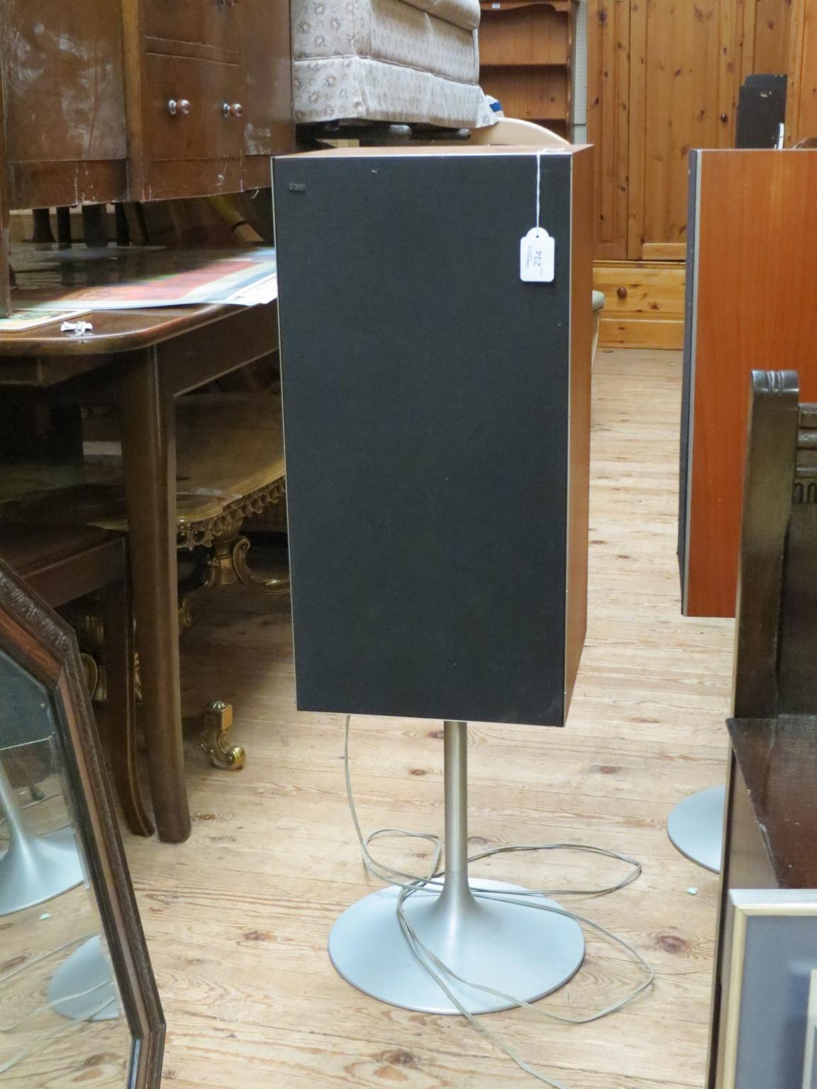 Appraisal: A pair of Bang Olufson Beovox stereo speakers each on