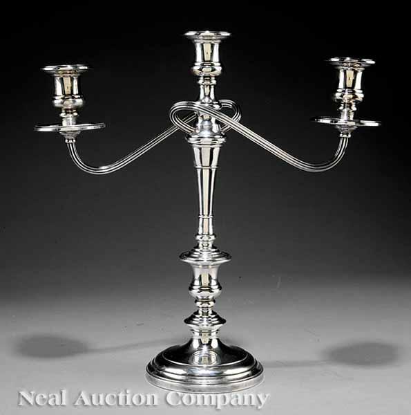 Appraisal: A Pair of S Kirk Son Sterling Silver Three-Light Candelabra