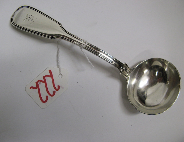 Appraisal: ENGLISH GEORGIAN STERLING SILVER GRAVY LADLE hallmarked Sterling London dated