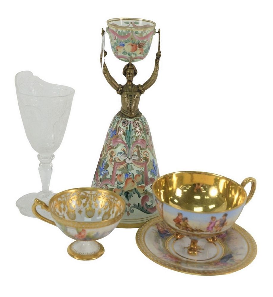 Appraisal: Five Piece Assorted Group Lot to include a Dresden cup