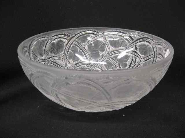 Appraisal: Lalique French Crystal Bowl ''Pinsons'' birds in the brush frosted