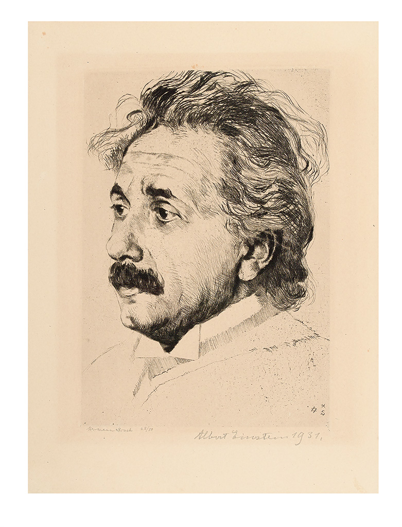 Appraisal: SCIENTISTS EINSTEIN ALBERT Etched bust portrait of him by Hermann