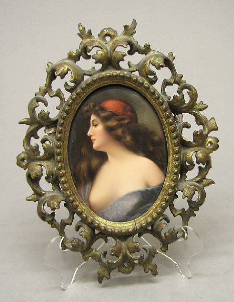 Appraisal: A Hutschenreuther porcelain plaque of maiden after A Asti late