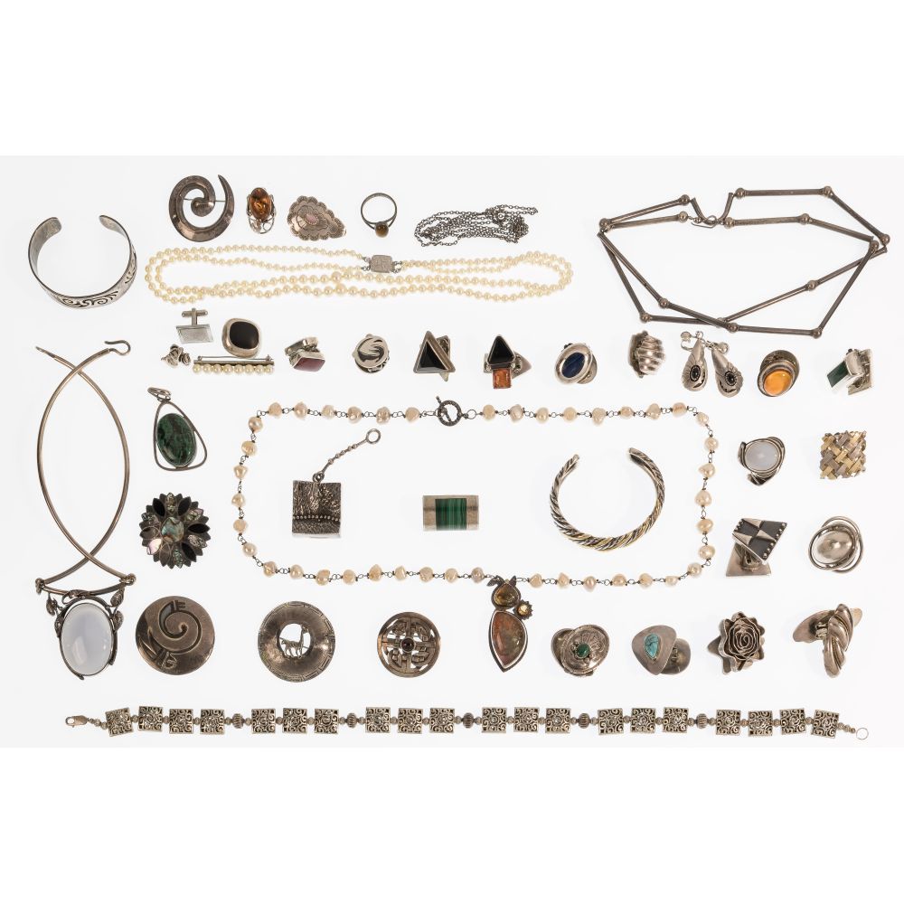 Appraisal: STERLING SILVER AND EUROPEAN SILVER JEWELRY ASSORTMENTIncluding a cable design