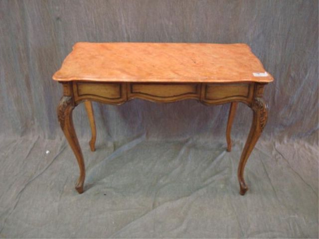 Appraisal: Louis XV style drawer table w faux marble top Dimensions