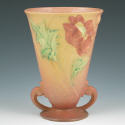 Appraisal: Roseville Poppy handled vase in coral Marked Roseville - Mint