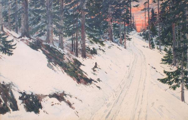 Appraisal: VON HOFSTEN Hugo Olaf American - Winter Trail Landscape Watercolor