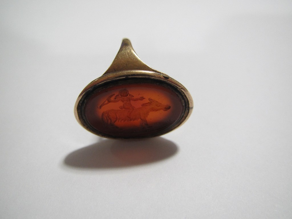 Appraisal: A Georgian gold seal ring set with Cornelian Intaglio depicting