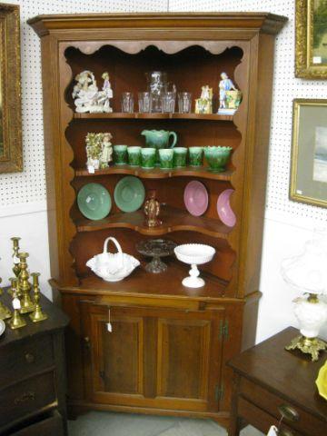 Appraisal: Cherry Corner Cabinet fancy open shelves over slide out and