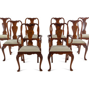 Appraisal: A Set of Eight George I Style Walnut Dining Chairs