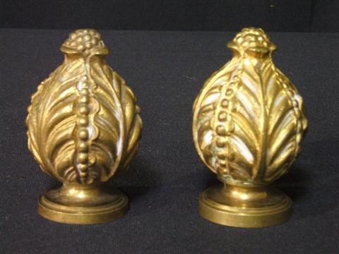 Appraisal: PAIR OF GILT-BRONZE CURTAIN FINIALS Stamped underneath ' ' and