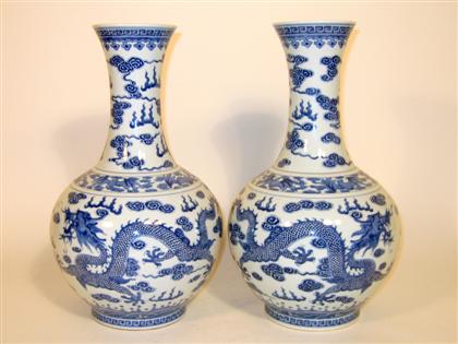 Appraisal: Pair of Chinese blue underglazed vases blue guangxu marks th