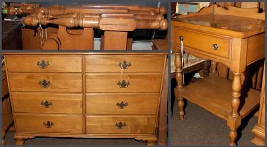 Appraisal: Federal style maple four-piece bedroom set pair of twin bedsteads