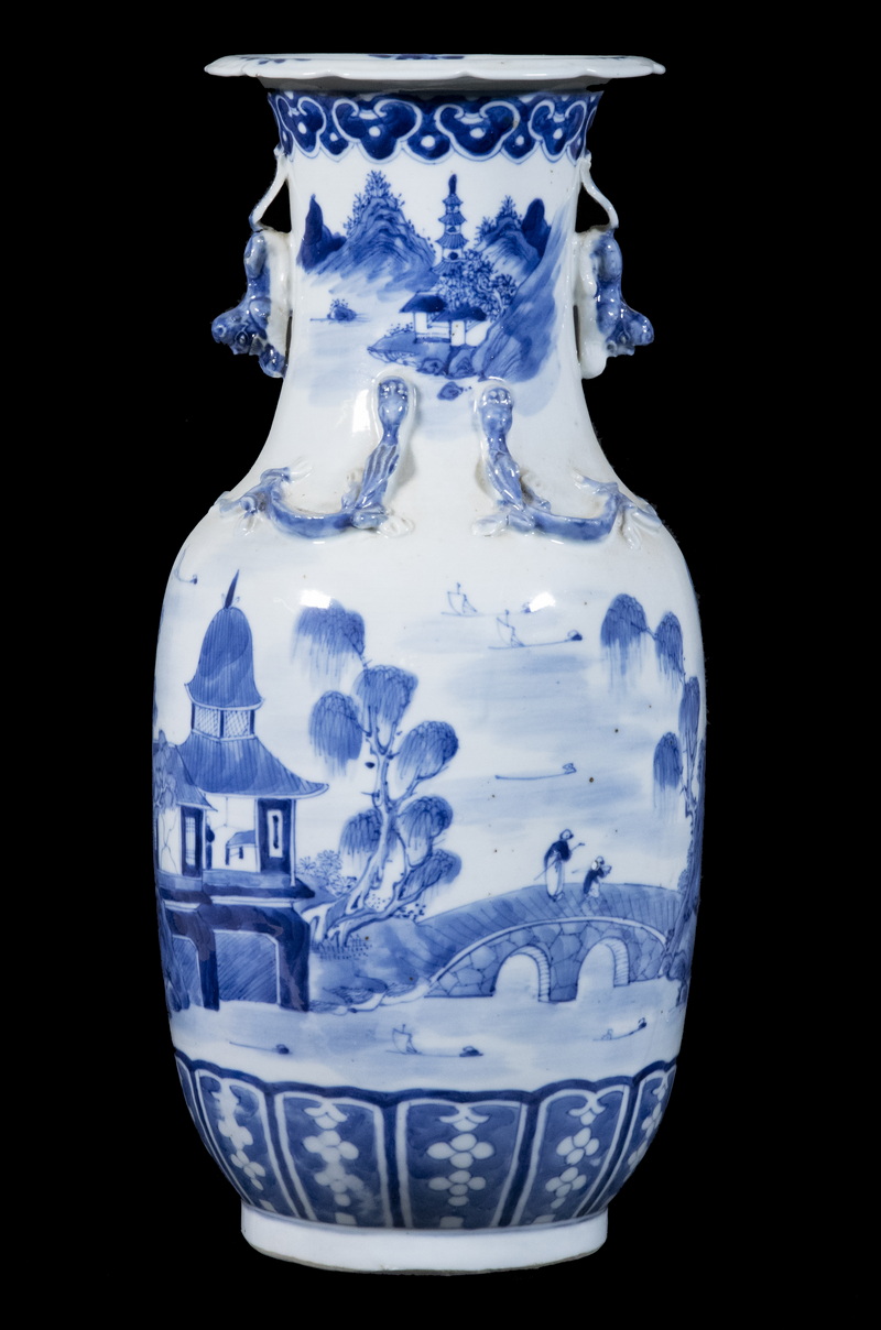 Appraisal: CHINESE BLUE AND WHITE PORCELAIN VASE Baluster Form Porcelain Vase