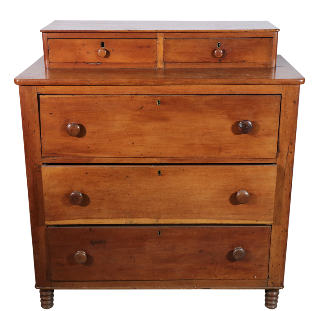 Appraisal: FIVE DRAWER VERMONT CHEST Circa solid cherry two drawer step