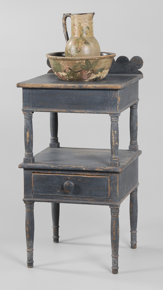 Appraisal: Southern Federal Blue-Painted Wash Stand probably central Tennessee - poplar