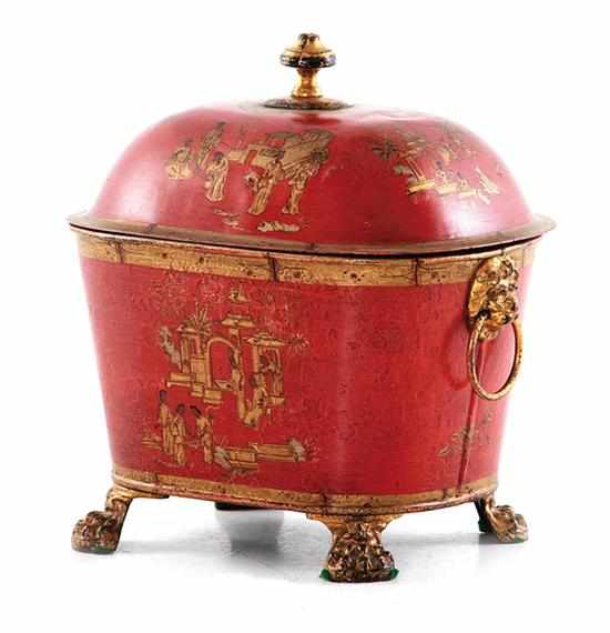 Appraisal: Chinoiserie toleware covered jardiniere late th early th century domed