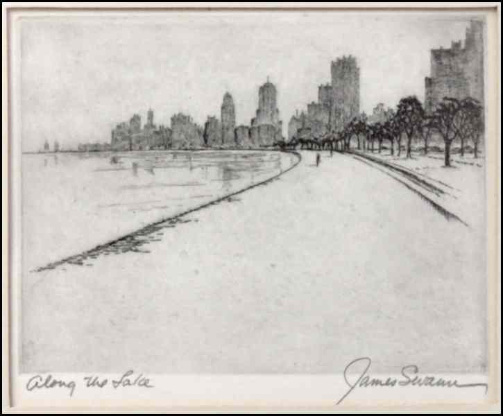 Appraisal: JAMES SWANN AMERICAN - ALONG THE LAKE Etching pencil signed