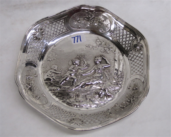 Appraisal: FRENCH STERLING SILVER SHALLOW BOWL with repousse and pierced decoration