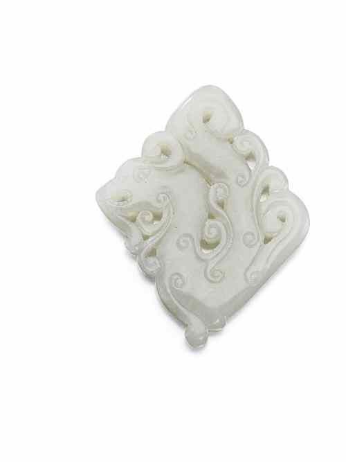 Appraisal: A Chinese white jade archaistic phoenix plaque ins mm x