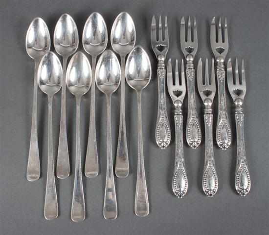 Appraisal: Six American weighted silver pastry forks and eight Dominick Haff