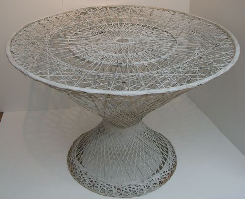 Appraisal: Artist American Title White Painted Round Outdoor Wicker Table Date