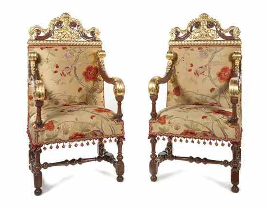 Appraisal: A Pair of Italian Baroque Style Parcel Gilt Mahogany Open