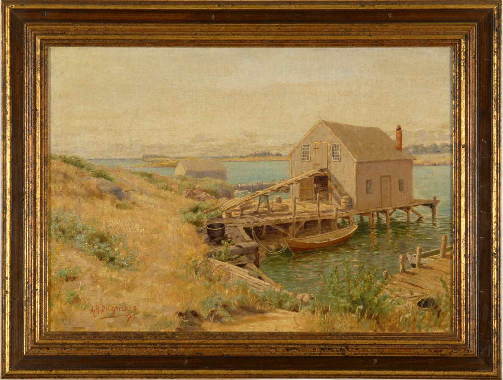 Appraisal: ARTHUR RADCLYFF DUGMOREAmerican - Fishing shacks on a harbor Signed