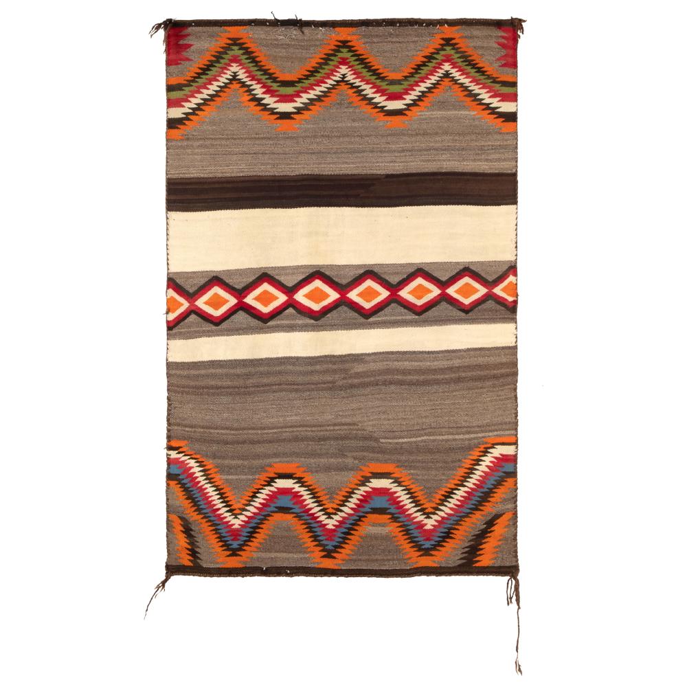 Appraisal: DIN NAVAJO CHINLE NATURAL DOUBLE SADDLE BLANKET CA Chinle Double