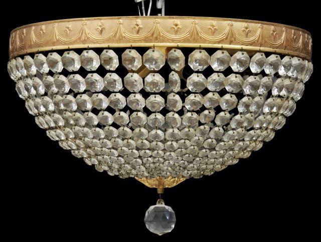 Appraisal: Empire style ceiling mount chandelier th c gilt metal circular