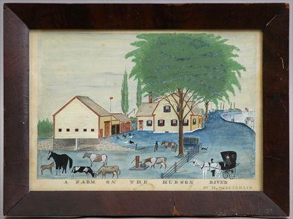 Appraisal: H MCLAUGHLIN A FARM ON THE HUDSON RIVER Watercolor and