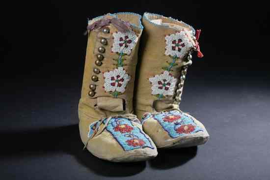 Appraisal: PAIR BEADED SHOSHONE BUCKSKIN MOCCASINS Circa - in high x