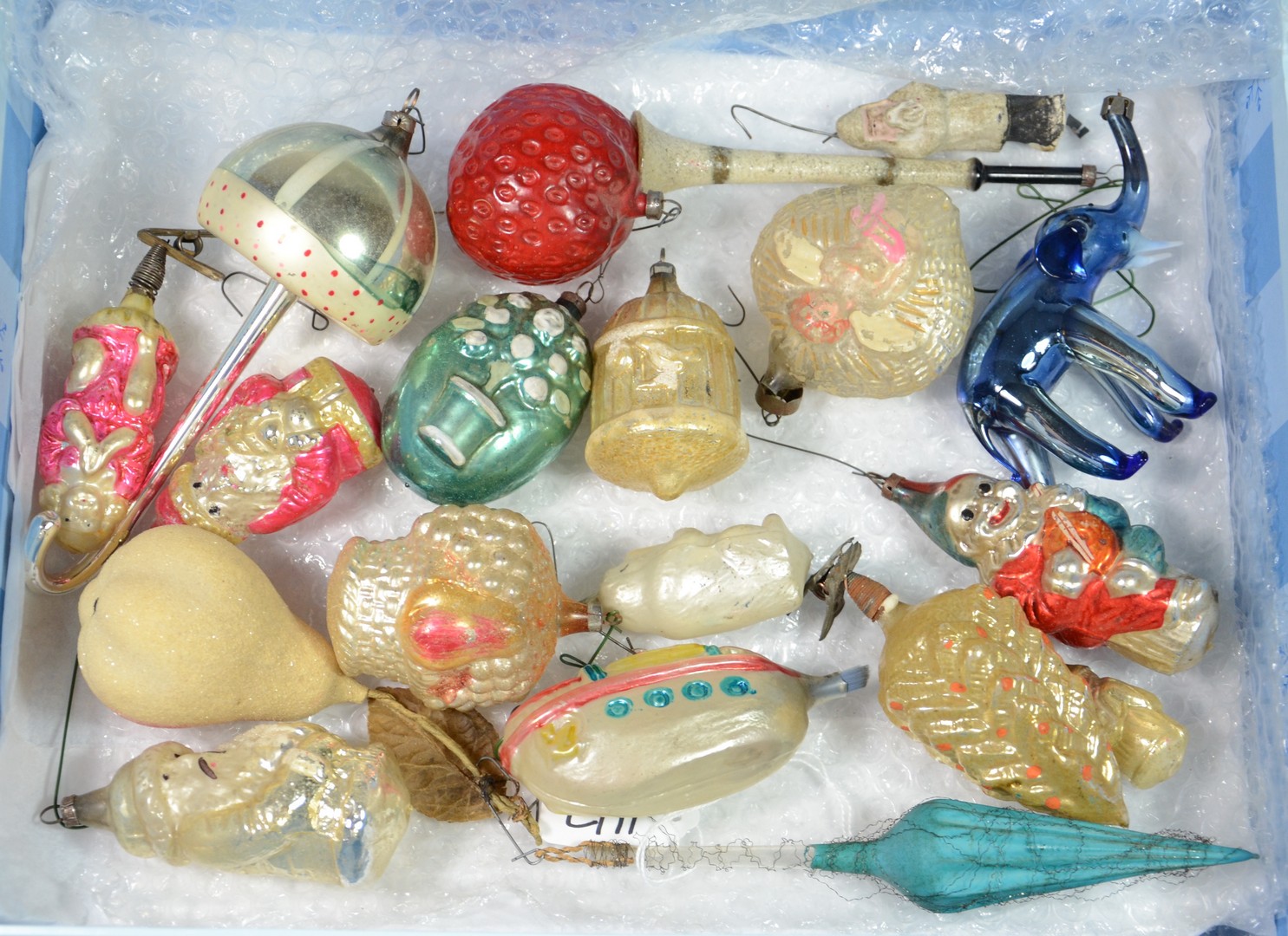 Appraisal: blown glass ornaments including Santas elephant submarine fruit umbrella RCA