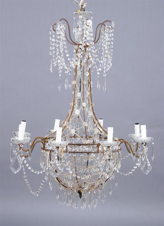 Appraisal: LOUIS XVI STYLE CRYSTAL EIGHT-LIGHT CHANDELIER late th early th